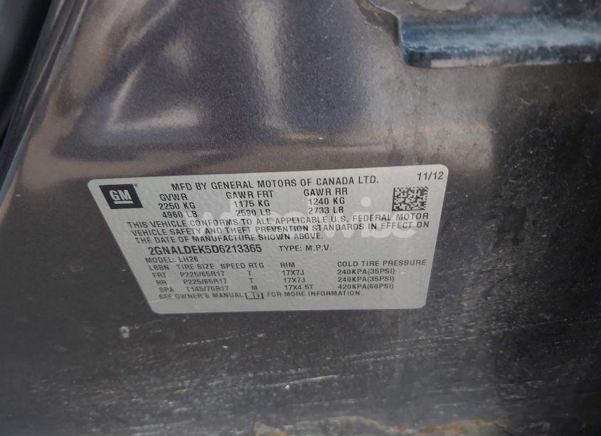 Photo 9 of 2013 Chevrolet Equinox 1LT (VIN 2GNALDEK5D6213365)