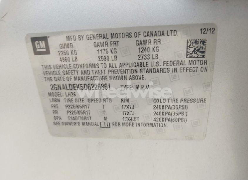 Photo 9 of 2013 Chevrolet Equinox 1LT (VIN 2GNALDEK5D6226861)