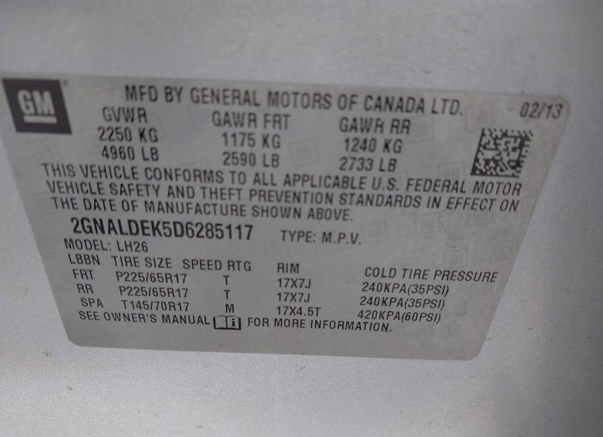 Photo 9 of 2013 Chevrolet Equinox 1LT (VIN 2GNALDEK5D6285117)