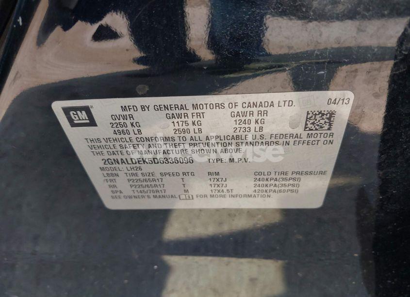 Photo 9 of 2013 Chevrolet Equinox 1LT (VIN 2GNALDEK5D6336096)