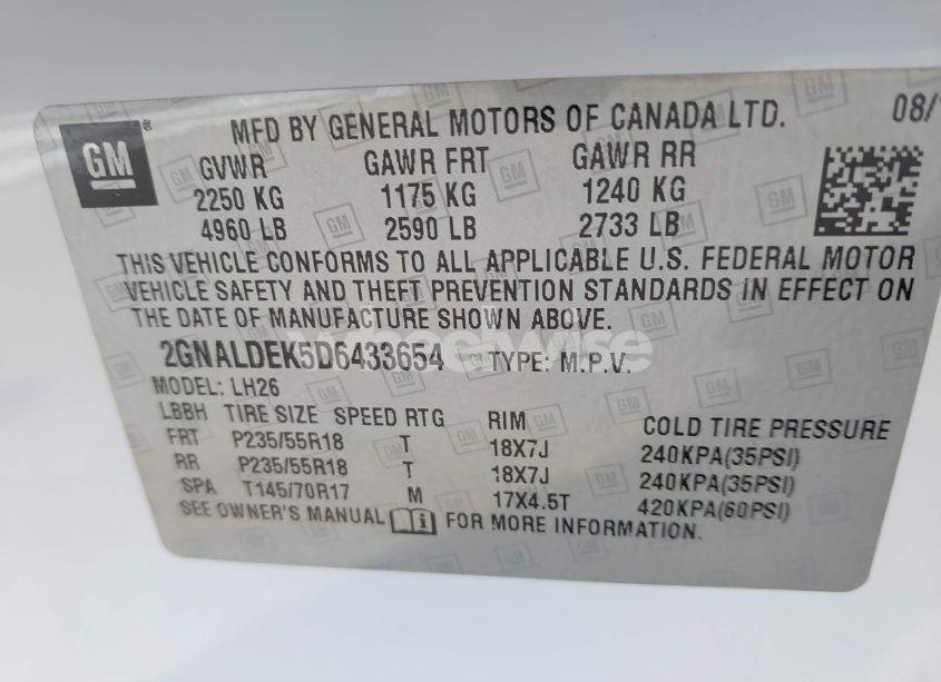 Photo 9 of 2013 Chevrolet Equinox 1LT (VIN 2GNALDEK5D6433654)