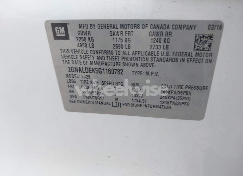 Photo 9 of 2016 Chevrolet Equinox LTZ (VIN 2GNALDEK5G1160782)