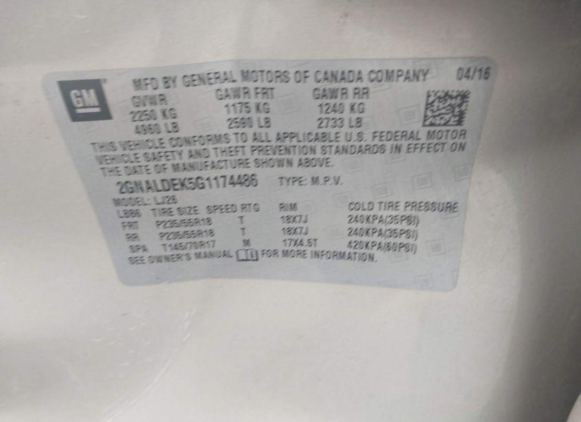 Photo 9 of 2016 Chevrolet Equinox LTZ (VIN 2GNALDEK5G1174486)