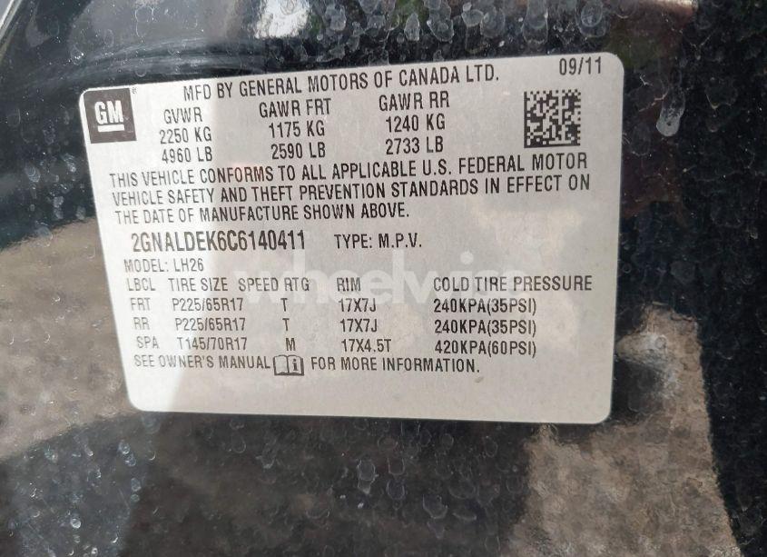 Photo 9 of 2012 Chevrolet Equinox 1LT (VIN 2GNALDEK6C6140411)