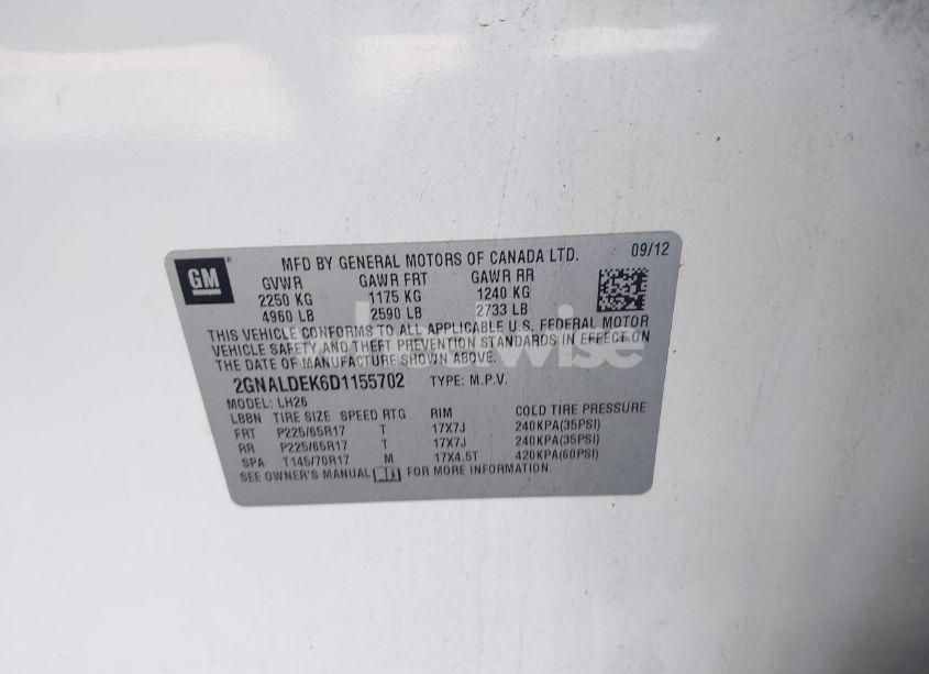 Photo 9 of 2013 Chevrolet Equinox 1LT (VIN 2GNALDEK6D1155702)