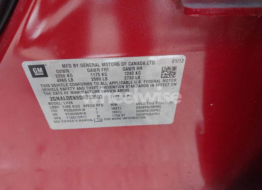 Photo 9 of 2013 Chevrolet Equinox 1LT (VIN 2GNALDEK6D6253583)