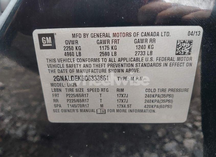 Photo 9 of 2013 Chevrolet Equinox 1LT (VIN 2GNALDEK6D6333661)