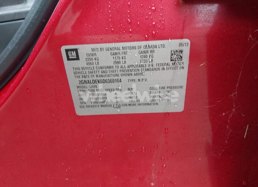 Photo 9 of 2013 Chevrolet Equinox 1LT (VIN 2GNALDEK6D6360164)