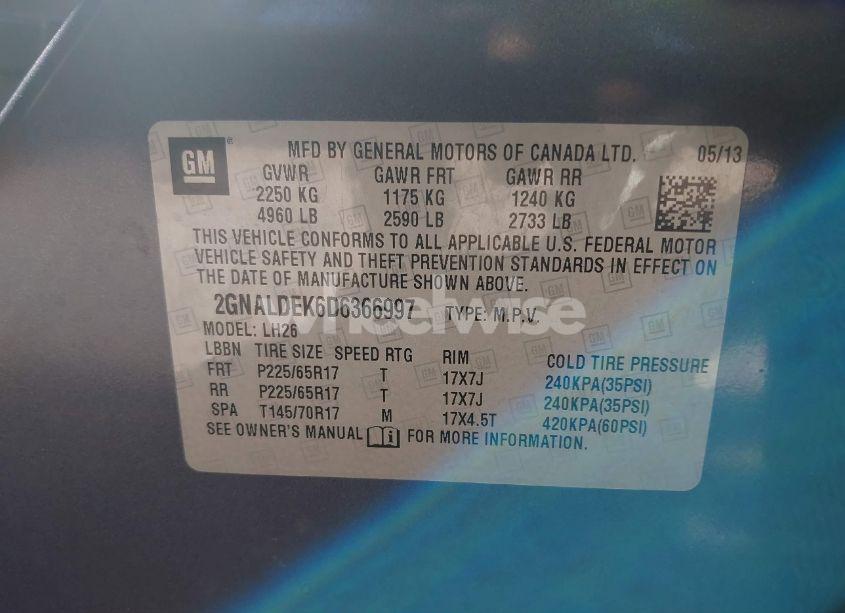 Photo 9 of 2013 Chevrolet Equinox 1LT (VIN 2GNALDEK6D6366997)
