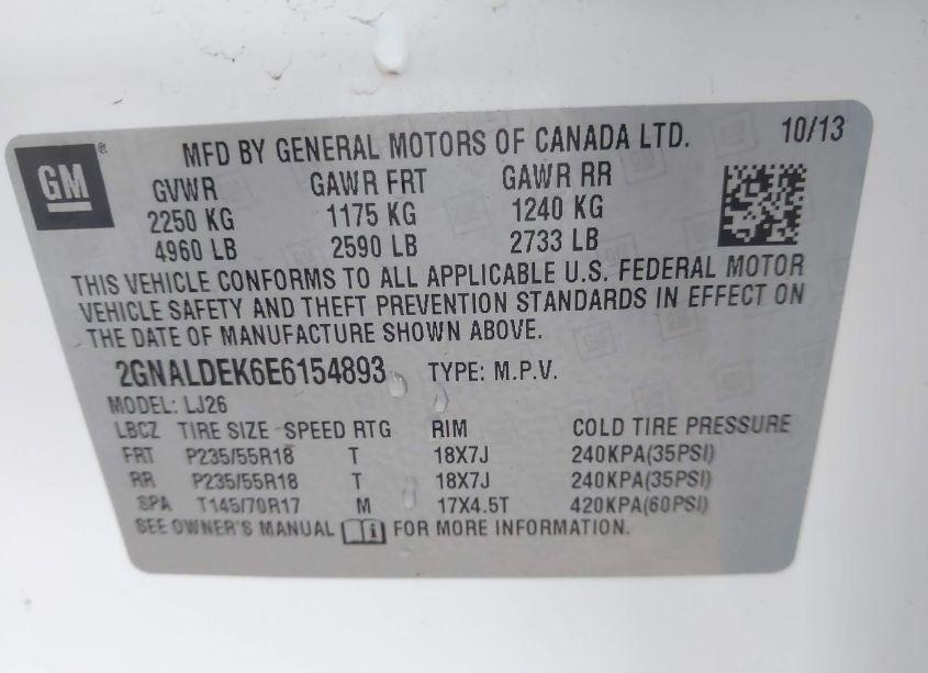 Photo 9 of 2014 Chevrolet Equinox LTZ (VIN 2GNALDEK6E6154893)