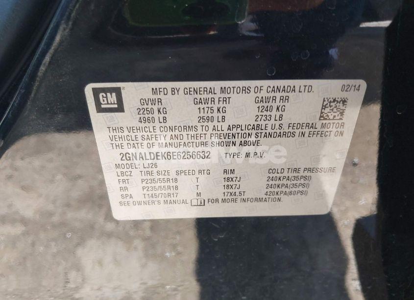 Photo 9 of 2014 Chevrolet Equinox LTZ (VIN 2GNALDEK6E6256632)