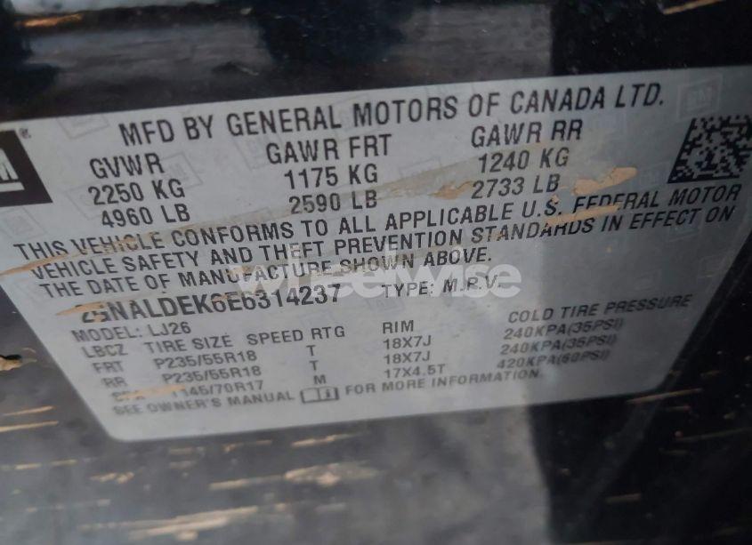 Photo 9 of 2014 Chevrolet Equinox LTZ (VIN 2GNALDEK6E6314237)