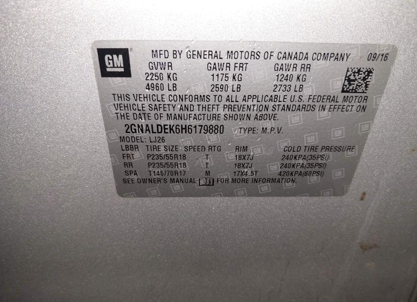 Photo 9 of 2017 Chevrolet Equinox PREMIER (VIN 2GNALDEK6H6179880)