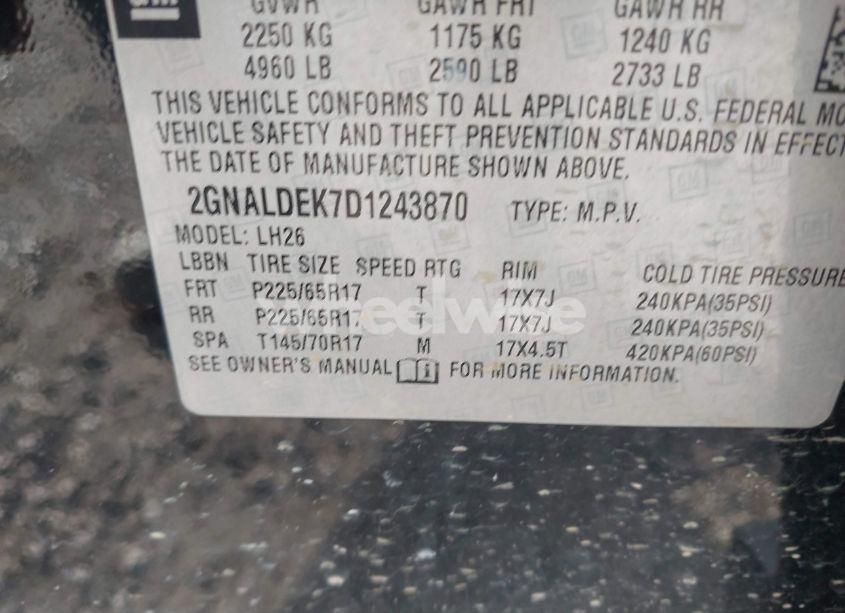 Photo 9 of 2013 Chevrolet Equinox 1LT (VIN 2GNALDEK7D1243870)