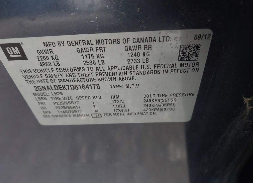 Photo 9 of 2013 Chevrolet Equinox 1LT (VIN 2GNALDEK7D6164170)