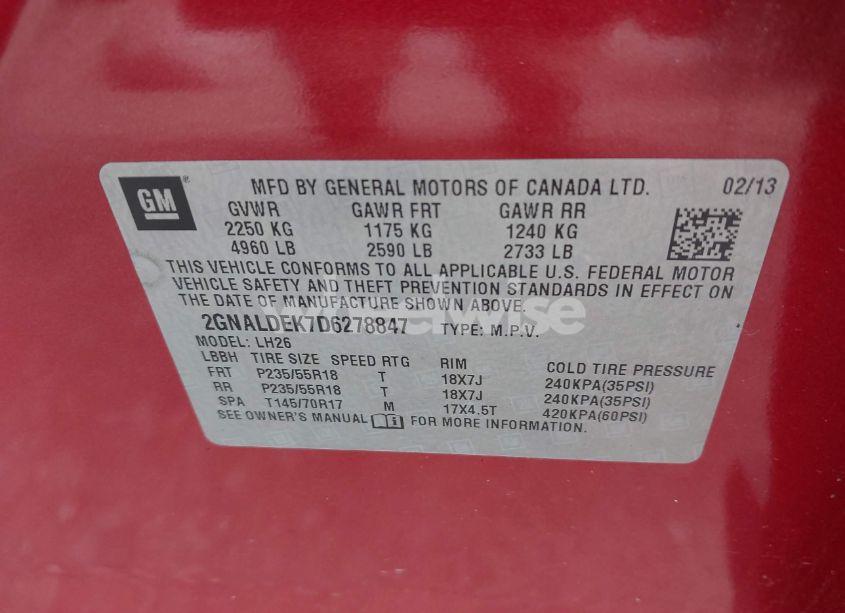 Photo 9 of 2013 Chevrolet Equinox 1LT (VIN 2GNALDEK7D6278847)