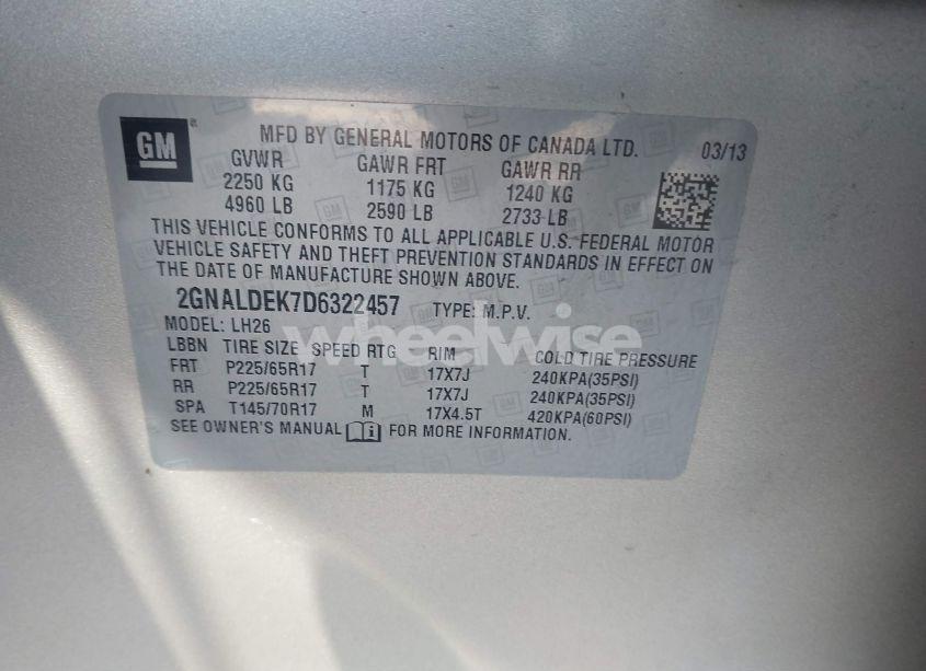 Photo 9 of 2013 Chevrolet Equinox 1LT (VIN 2GNALDEK7D6322457)