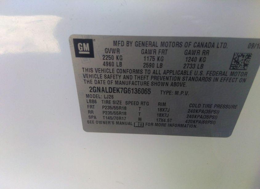 Photo 9 of 2016 Chevrolet Equinox LTZ (VIN 2GNALDEK7G6136065)