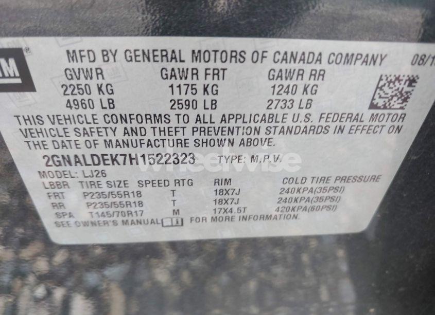 Photo 9 of 2017 Chevrolet Equinox PREMIER (VIN 2GNALDEK7H1522323)