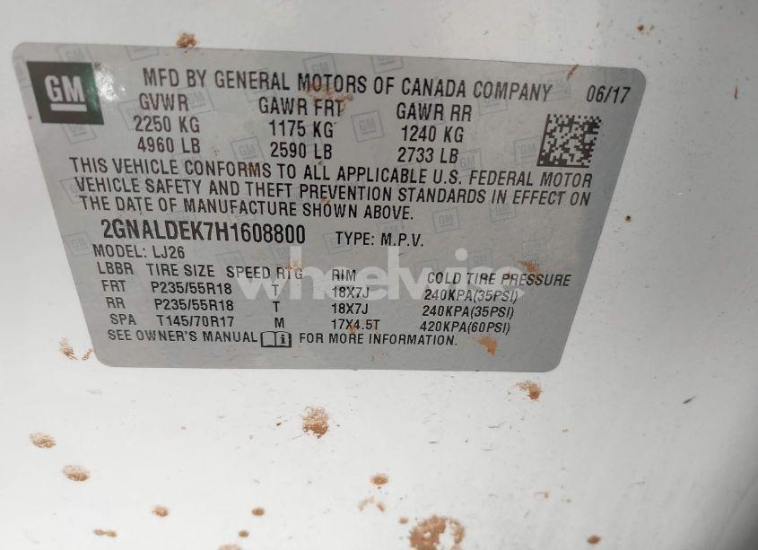 Photo 9 of 2017 Chevrolet Equinox PREMIER (VIN 2GNALDEK7H1608800)