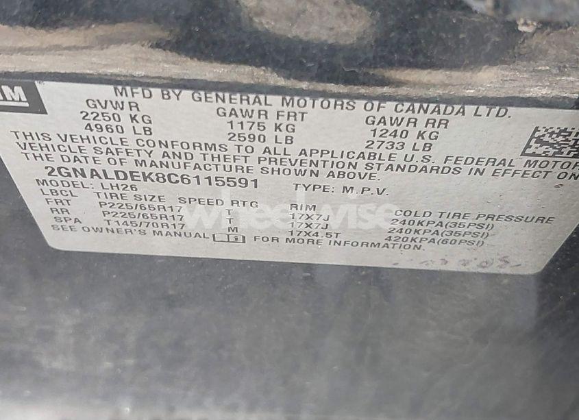 Photo 9 of 2012 Chevrolet Equinox 1LT (VIN 2GNALDEK8C6115591)