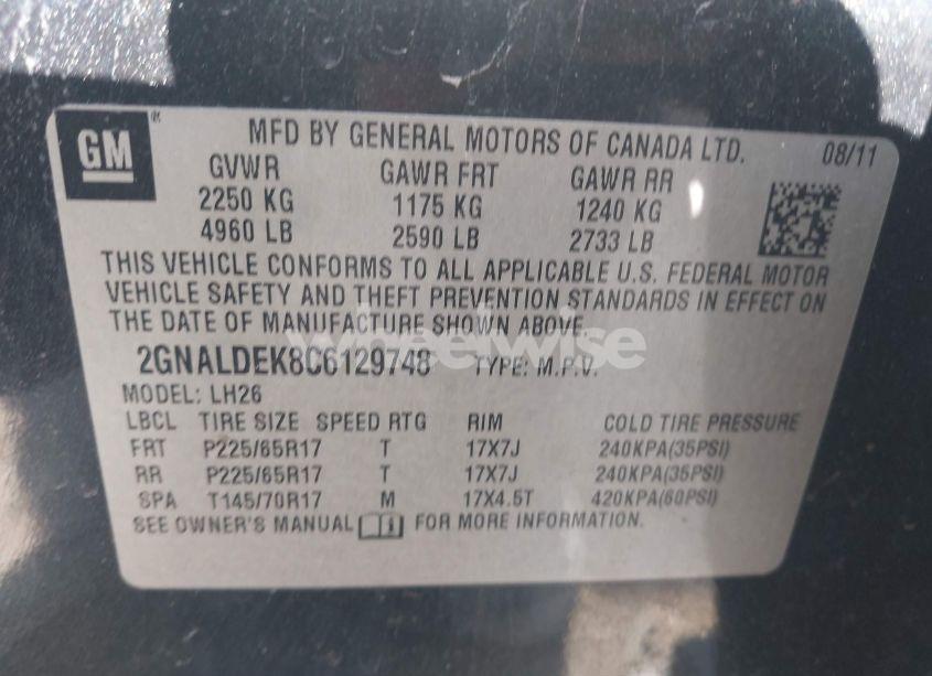 Photo 9 of 2012 Chevrolet Equinox 1LT (VIN 2GNALDEK8C6129748)