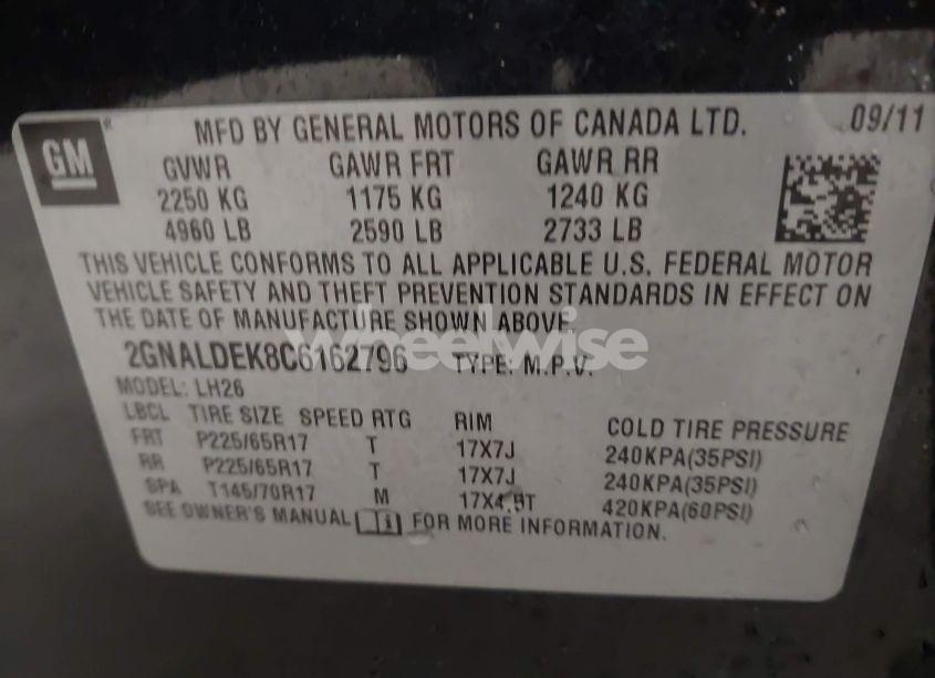 Photo 9 of 2012 Chevrolet Equinox 1LT (VIN 2GNALDEK8C6162796)