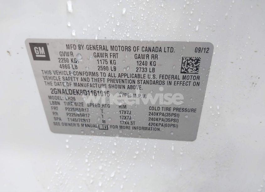 Photo 9 of 2013 Chevrolet Equinox 1LT (VIN 2GNALDEK8D1161016)