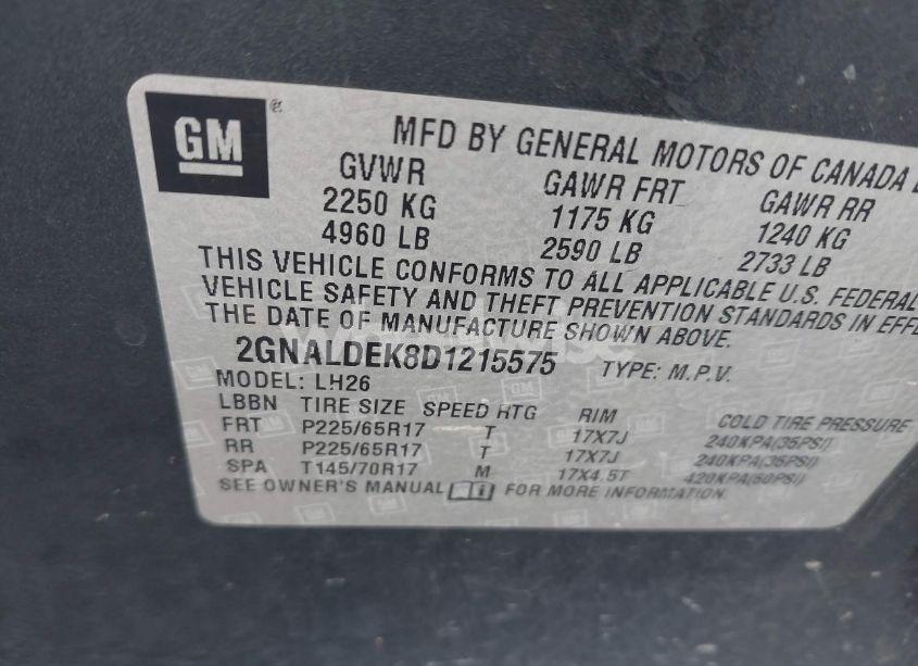 Photo 9 of 2013 Chevrolet Equinox 1LT (VIN 2GNALDEK8D1215575)