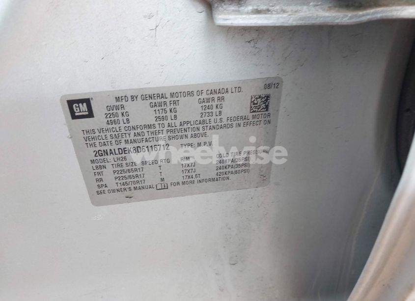 Photo 9 of 2013 Chevrolet Equinox 1LT (VIN 2GNALDEK8D6116712)