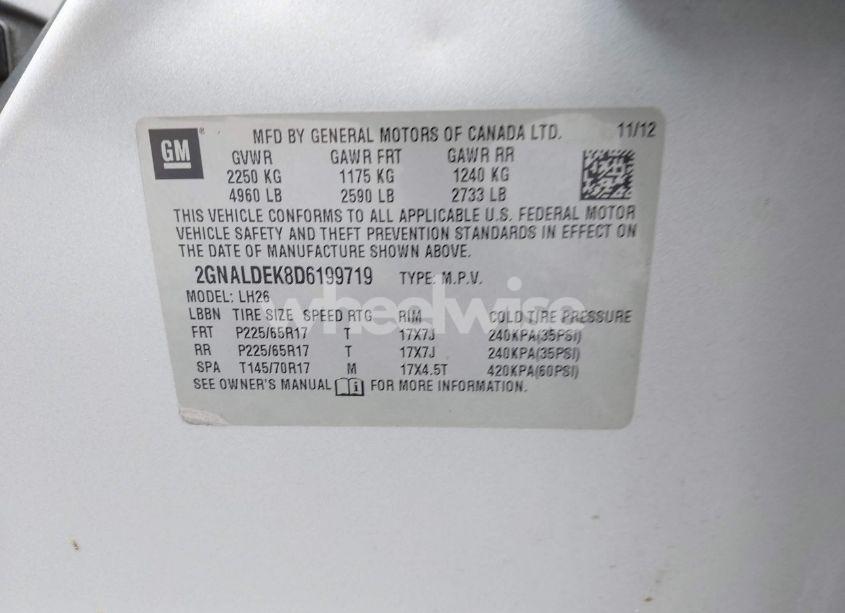 Photo 9 of 2013 Chevrolet Equinox 1LT (VIN 2GNALDEK8D6199719)