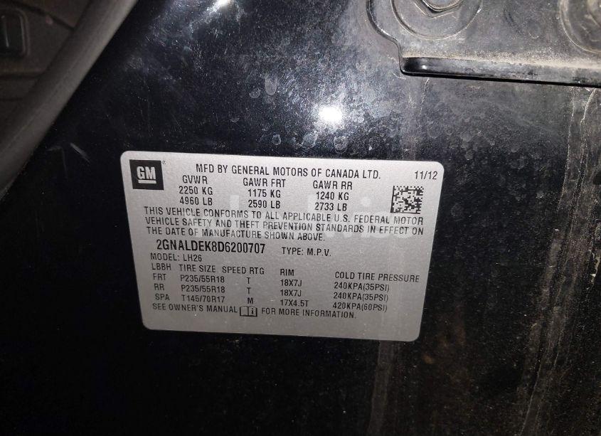 Photo 9 of 2013 Chevrolet Equinox 1LT (VIN 2GNALDEK8D6200707)