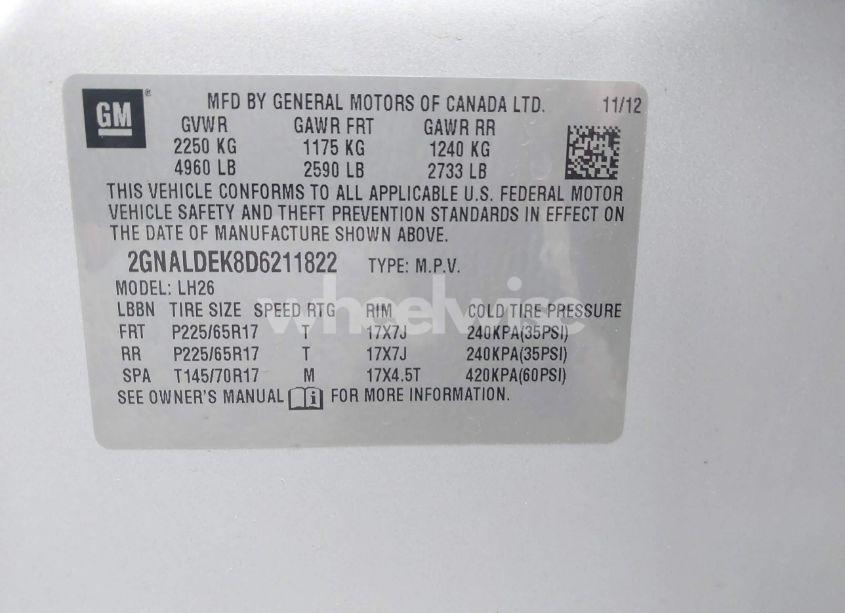 Photo 9 of 2013 Chevrolet Equinox 1LT (VIN 2GNALDEK8D6211822)