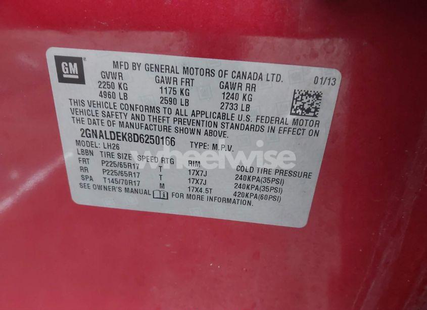 Photo 9 of 2013 Chevrolet Equinox 1LT (VIN 2GNALDEK8D6250166)