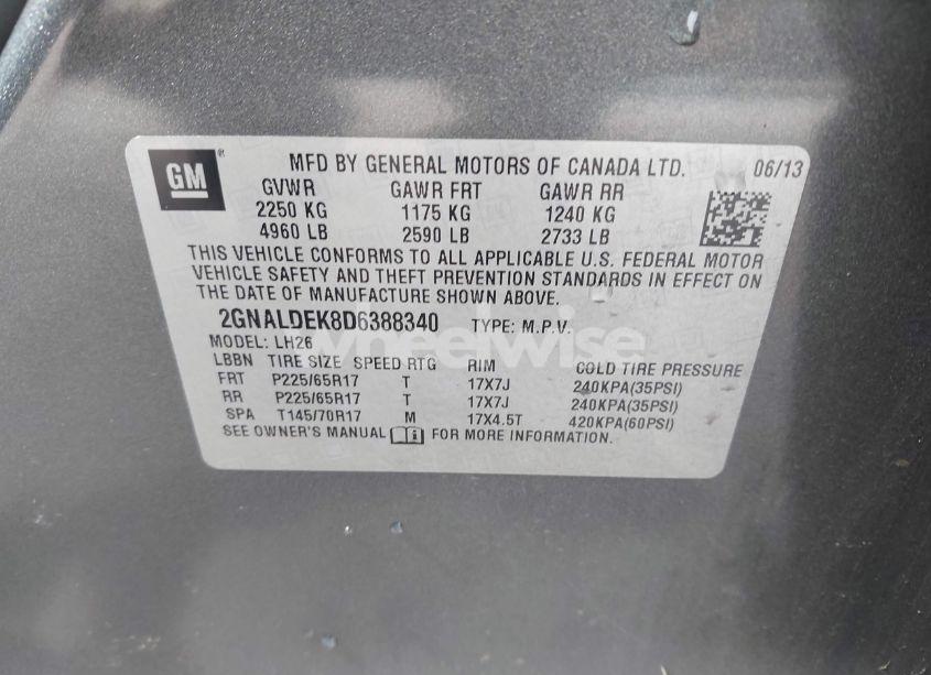 Photo 9 of 2013 Chevrolet Equinox 1LT (VIN 2GNALDEK8D6388340)