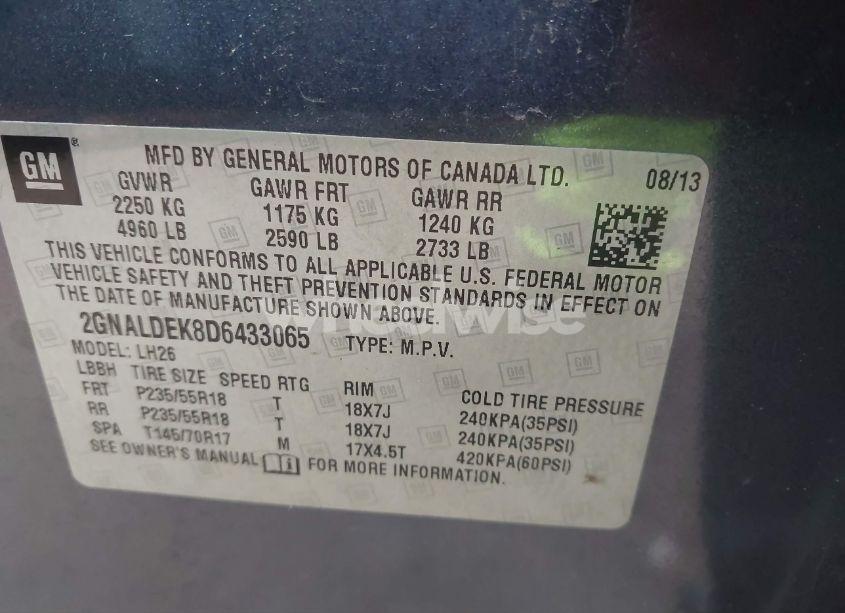 Photo 9 of 2013 Chevrolet Equinox 1LT (VIN 2GNALDEK8D6433065)