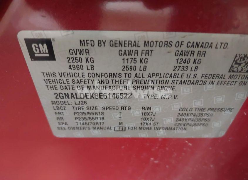 Photo 9 of 2014 Chevrolet Equinox LTZ (VIN 2GNALDEK8E6146522)