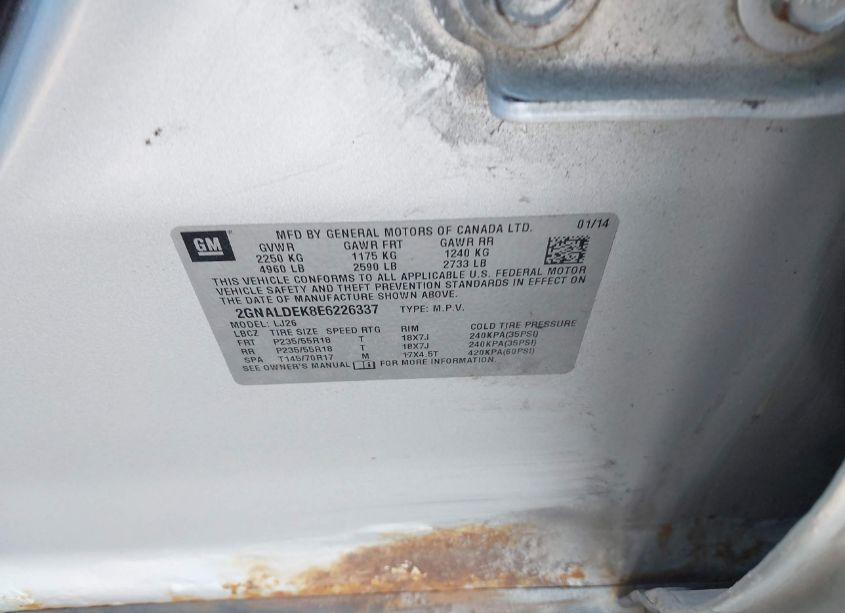 Photo 9 of 2014 Chevrolet Equinox LTZ (VIN 2GNALDEK8E6226337)