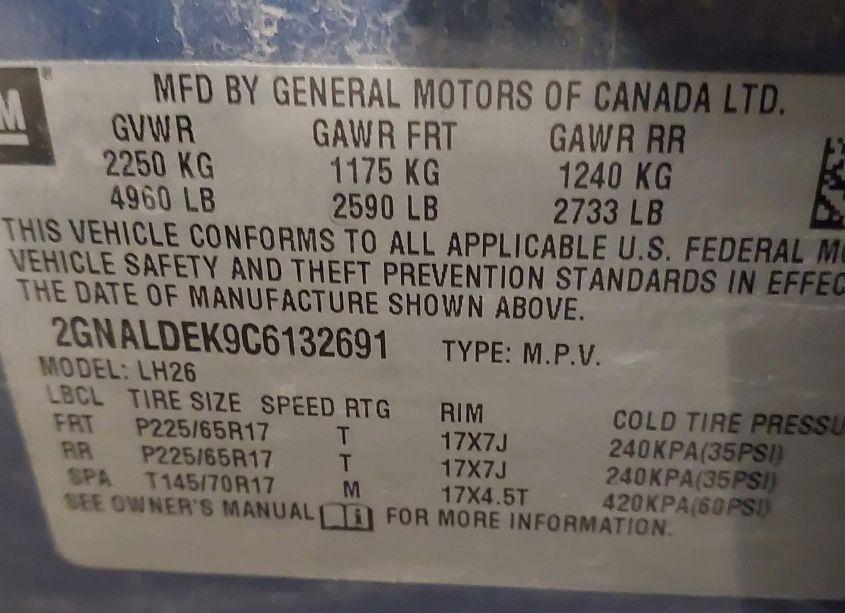 Photo 9 of 2012 Chevrolet Equinox 1LT (VIN 2GNALDEK9C6132691)