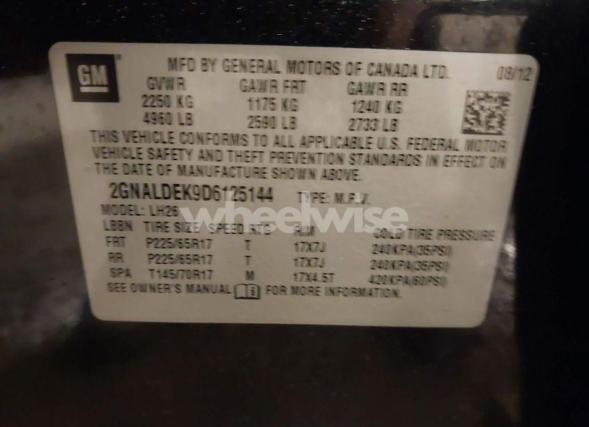 Photo 9 of 2013 Chevrolet Equinox 1LT (VIN 2GNALDEK9D6125144)