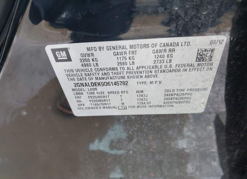 Photo 9 of 2013 Chevrolet Equinox 1LT (VIN 2GNALDEK9D6145782)