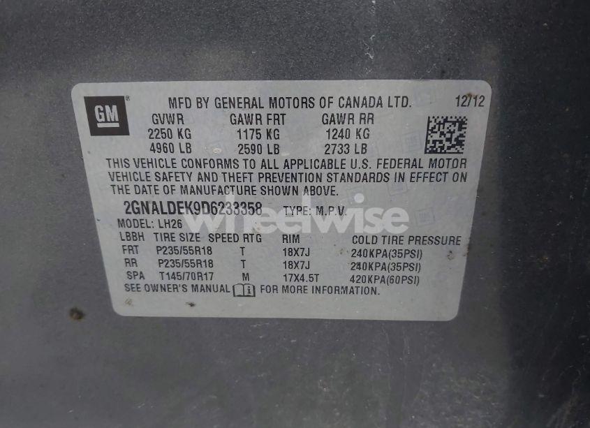 Photo 9 of 2013 Chevrolet Equinox 1LT (VIN 2GNALDEK9D6233358)