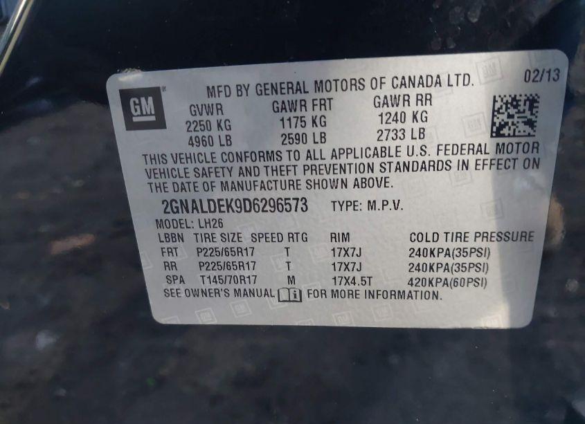 Photo 9 of 2013 Chevrolet Equinox 1LT (VIN 2GNALDEK9D6296573)