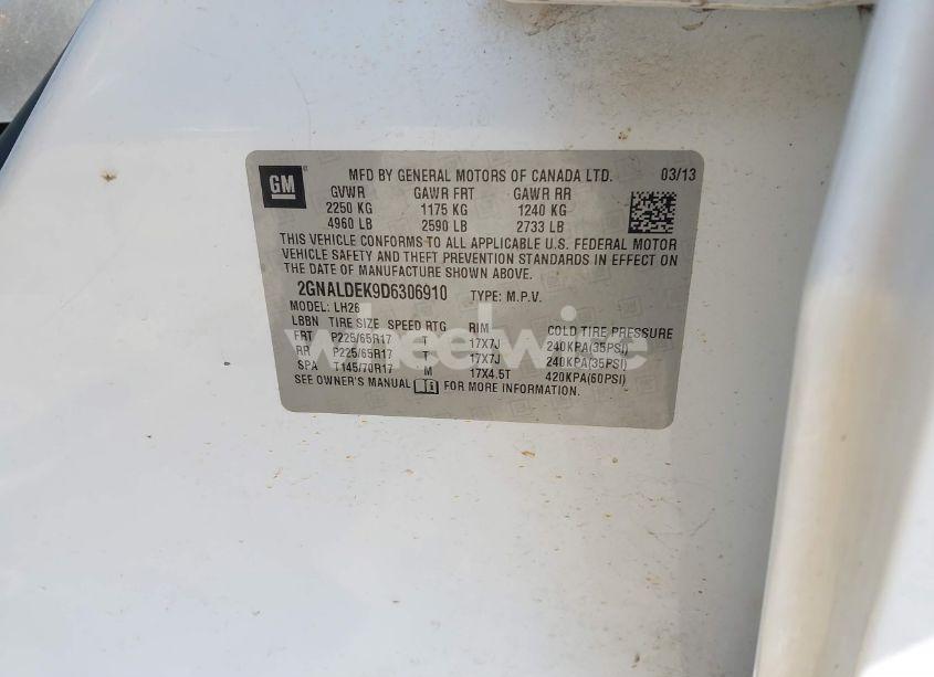 Photo 9 of 2013 Chevrolet Equinox 1LT (VIN 2GNALDEK9D6306910)