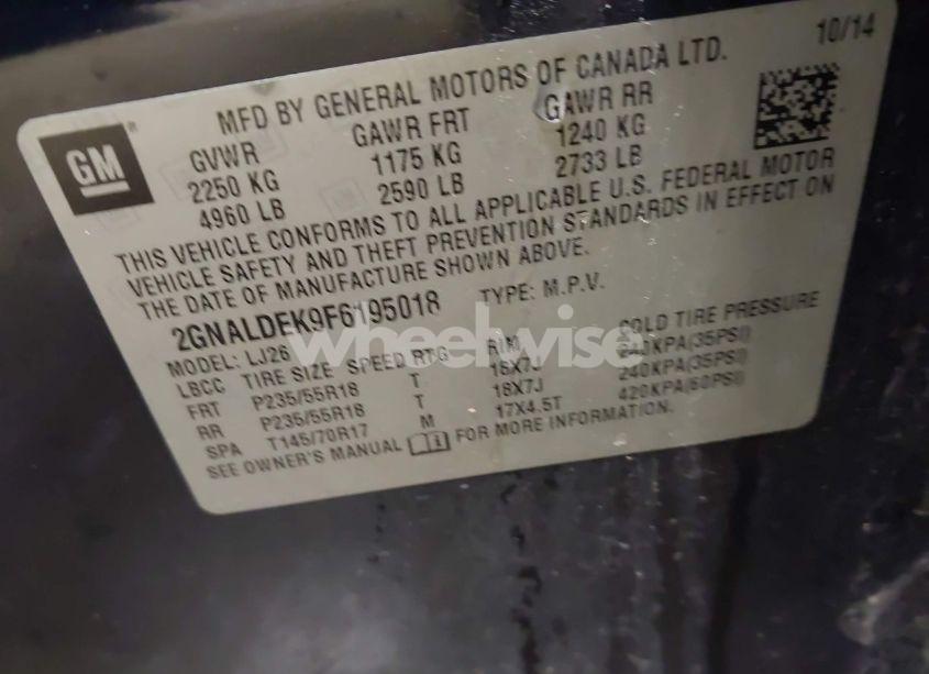 Photo 9 of 2015 Chevrolet Equinox LTZ (VIN 2GNALDEK9F6195018)