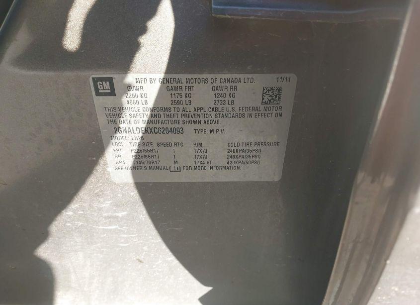 Photo 9 of 2012 Chevrolet Equinox 1LT (VIN 2GNALDEKXC6204093)