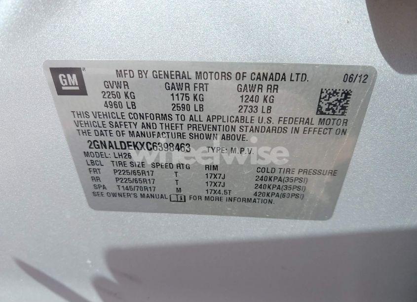 Photo 9 of 2012 Chevrolet Equinox 1LT (VIN 2GNALDEKXC6398463)