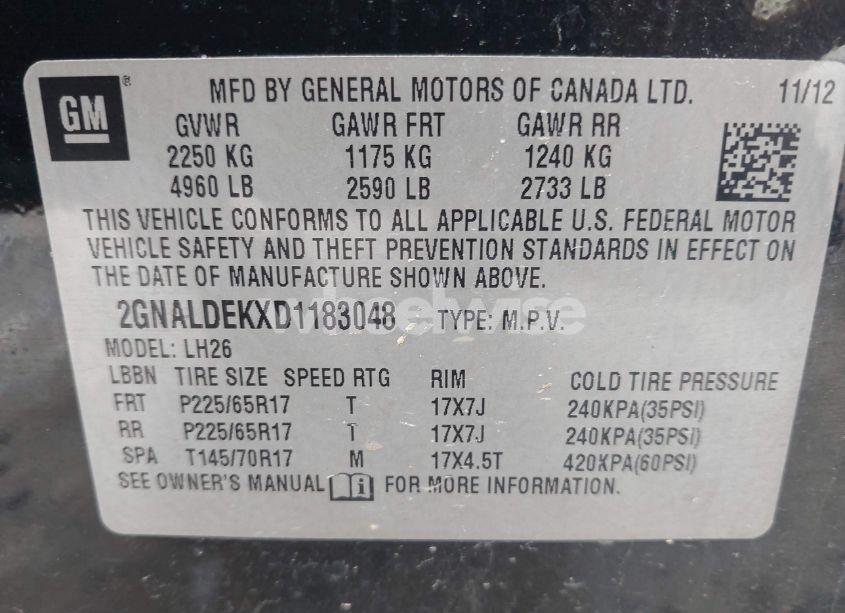 Photo 9 of 2013 Chevrolet Equinox 1LT (VIN 2GNALDEKXD1183048)