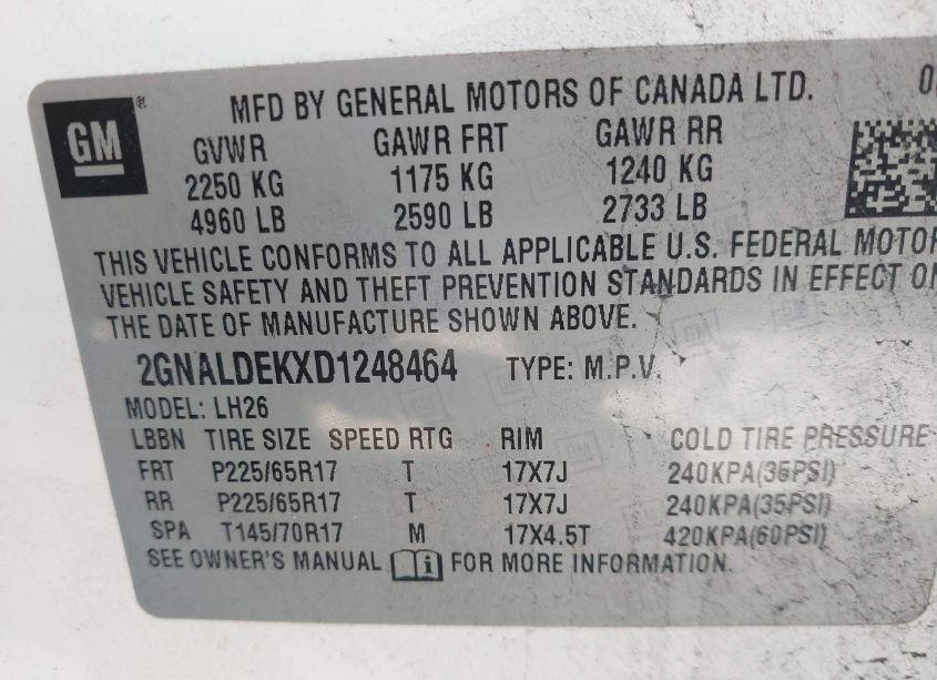 Photo 9 of 2013 Chevrolet Equinox 1LT (VIN 2GNALDEKXD1248464)