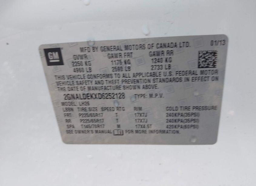 Photo 9 of 2013 Chevrolet Equinox 1LT (VIN 2GNALDEKXD6252128)